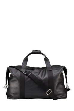 OSPREY LONDON Black Tumbled Leather Toby Weekender Bag