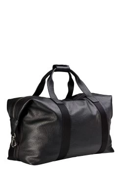 OSPREY LONDON Black Tumbled Leather Toby Weekender Bag -Fashion Men Shop T19958s4