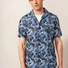 White Stuff Blue Palm Leaf Printed Shirt 2 White Stuff Blue Palm Leaf Printed Shirt -Fashion Men Shop T51795s