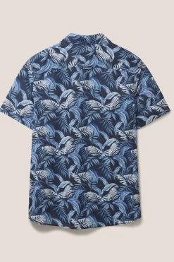White Stuff Blue Palm Leaf Printed Shirt -Fashion Men Shop T51795s5