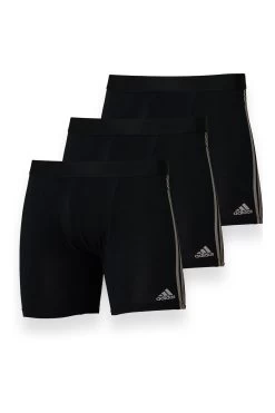 Adidas Active Flex Cotton 3 Stripe Black Boxer Briefs 3 Pack