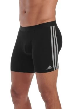 Adidas Active Flex Cotton 3 Stripe Black Boxer Briefs 3 Pack -Fashion Men Shop T54981s4