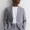 Reiss Squad Linen Single Breasted Dogtooth Blazer -Fashion Men Shop T55244s