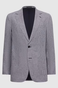 Reiss Squad Linen Single Breasted Dogtooth Blazer 9 Reiss Squad Linen Single Breasted Dogtooth Blazer -Fashion Men Shop T55244s2
