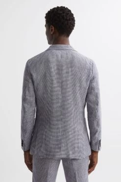 Reiss Squad Linen Single Breasted Dogtooth Blazer 11 Reiss Squad Linen Single Breasted Dogtooth Blazer -Fashion Men Shop T55244s4