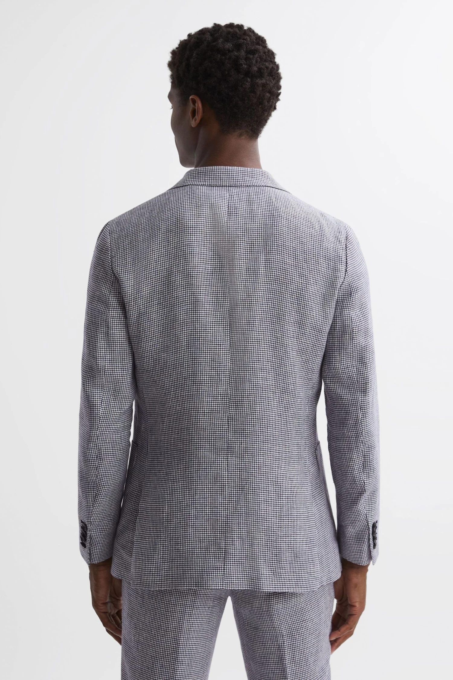 Reiss Squad Linen Single Breasted Dogtooth Blazer 6 Reiss Squad Linen Single Breasted Dogtooth Blazer - Image 4