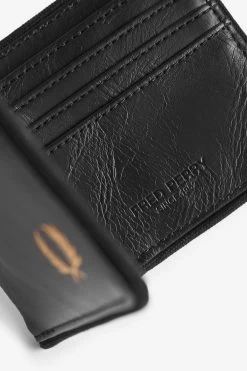 Fred Perry Black Tonal PU Billfold Wallet -Fashion Men Shop T57412s4