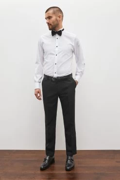 Next Black Slim Trimmed Textured Formal Trousers -Fashion Men Shop T58235s3