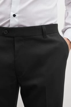 Next Black Slim Trimmed Textured Formal Trousers -Fashion Men Shop T58235s4