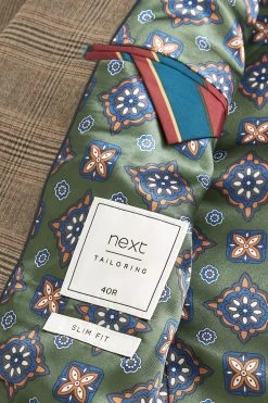 Next Taupe Brown Check Suit: Jacket -Fashion Men Shop T59 142s10