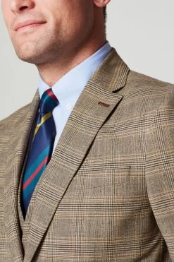 Next Taupe Brown Check Suit: Jacket -Fashion Men Shop T59 142s4