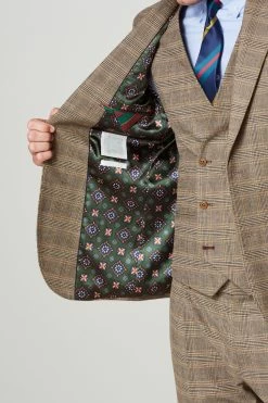 Next Taupe Brown Check Suit: Jacket -Fashion Men Shop T59 142s6