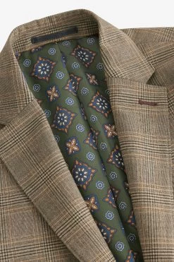 Next Taupe Brown Check Suit: Jacket -Fashion Men Shop T59 142s8
