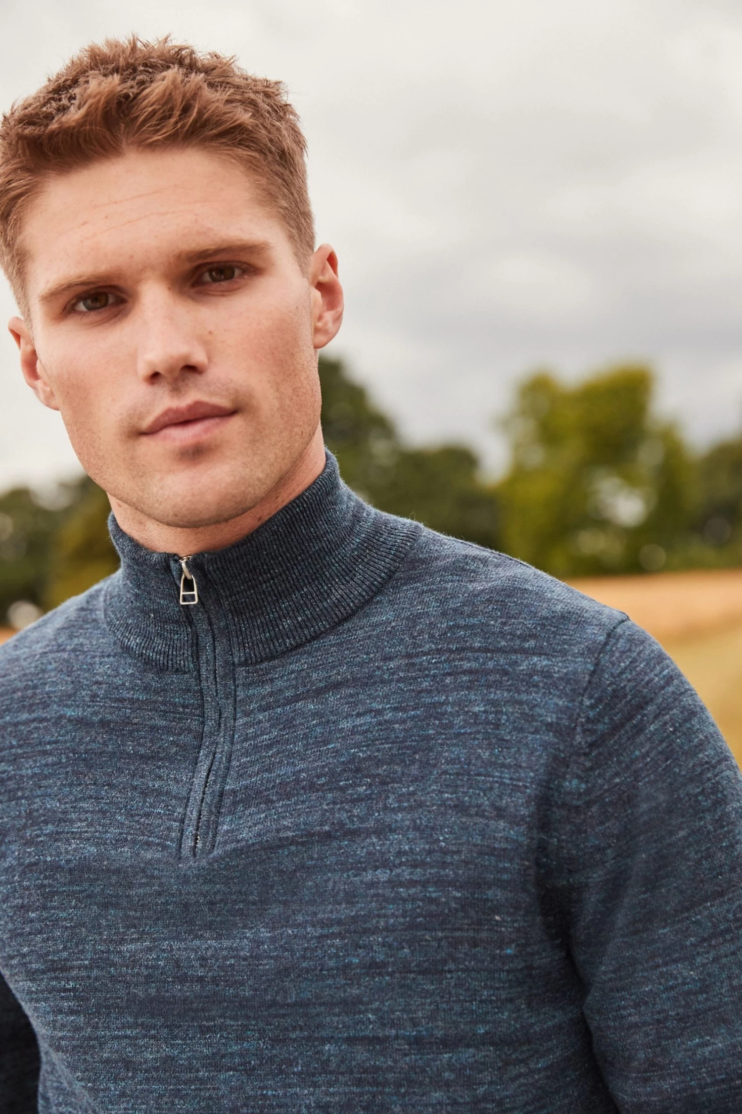 Next Cotton Rich Marl Zip Neck Jumper 6 Next Cotton Rich Marl Zip Neck Jumper - Image 4