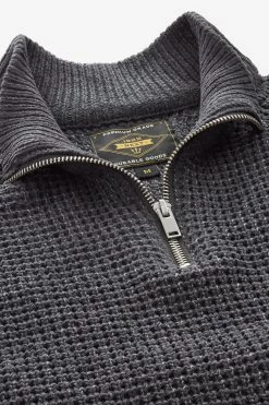 Next Charcoal Grey Zip Neck Textured Knitted Jumper -Fashion Men Shop T71 661s6