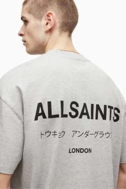 All Saints Grey Underground Short Sleeve Crew Neck T-Shirt -Fashion Men Shop T77600s6