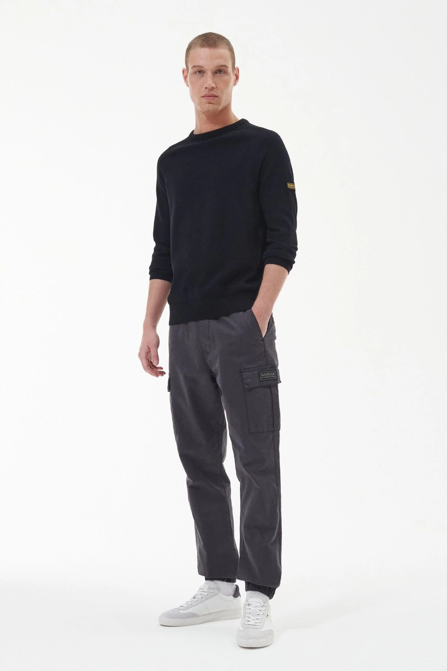 Barbour International Barbour® International Cotton Crew Knit Black Jumper 5 Barbour International Barbour® International Cotton Crew Knit Black Jumper - Image 3