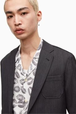 AllSaints Yakushi Grey Blazer -Fashion Men Shop T93512s3