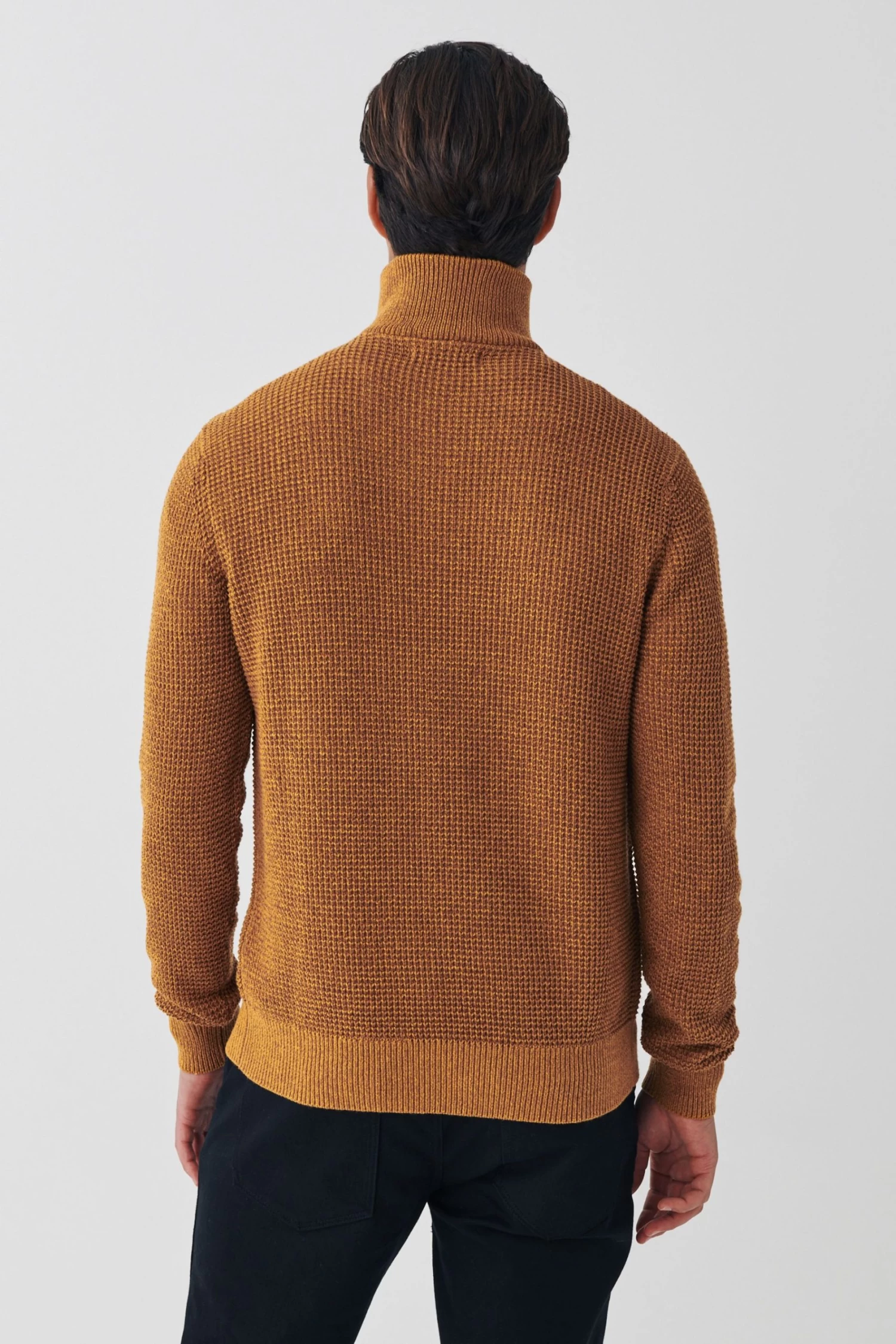 Next Tan Brown Zip Neck Textured Knitted Jumper 5 Next Tan Brown Zip Neck Textured Knitted Jumper - Image 3