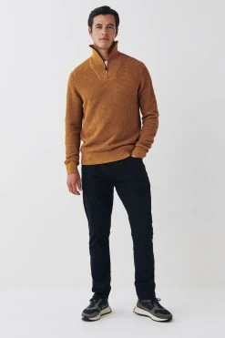 Next Tan Brown Zip Neck Textured Knitted Jumper 12 Next Tan Brown Zip Neck Textured Knitted Jumper -Fashion Men Shop T98 703s4