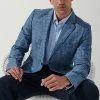 Crew Clothing Company Mid Blue Linen Blend Classic Blazer -Fashion Men Shop T98035s