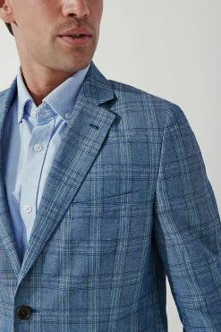 Crew Clothing Company Mid Blue Linen Blend Classic Blazer 11 Crew Clothing Company Mid Blue Linen Blend Classic Blazer -Fashion Men Shop T98035s4