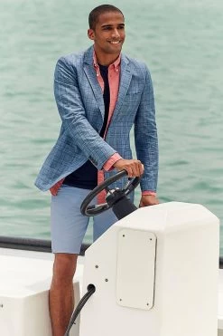 Crew Clothing Company Mid Blue Linen Blend Classic Blazer 12 Crew Clothing Company Mid Blue Linen Blend Classic Blazer -Fashion Men Shop T98035s5