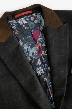 Next Green Slim Fit Signature Empire Mills 100% Wool Check Suit: Jacket -Fashion Men Shop U11 162s10