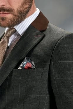 Next Green Slim Fit Signature Empire Mills 100% Wool Check Suit: Jacket -Fashion Men Shop U11 162s3