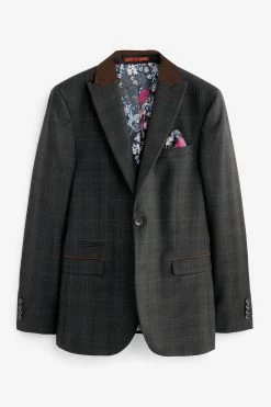 Next Green Slim Fit Signature Empire Mills 100% Wool Check Suit: Jacket -Fashion Men Shop U11 162s8