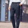Next Navy Blue Herringbone Relaxed Tapered Pleated Nova Fides Wool Blend Formal Trousers 1 Next Navy Blue Herringbone Relaxed Tapered Pleated Nova Fides Wool Blend Formal Trousers -Fashion Men Shop U15 601s