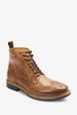 Next Tan Brown Modern Heritage Brogue Boots -Fashion Men Shop U17249s3
