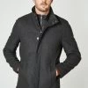 Next Charcoal Grey Signature Italian Wool Rich Funnel Neck Coat With Removable Gilet -Fashion Men Shop U23 334s