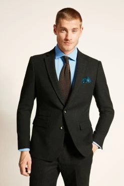 MOSS Slim Fit Khaki Green Donegal Tweed Suit: Jacket