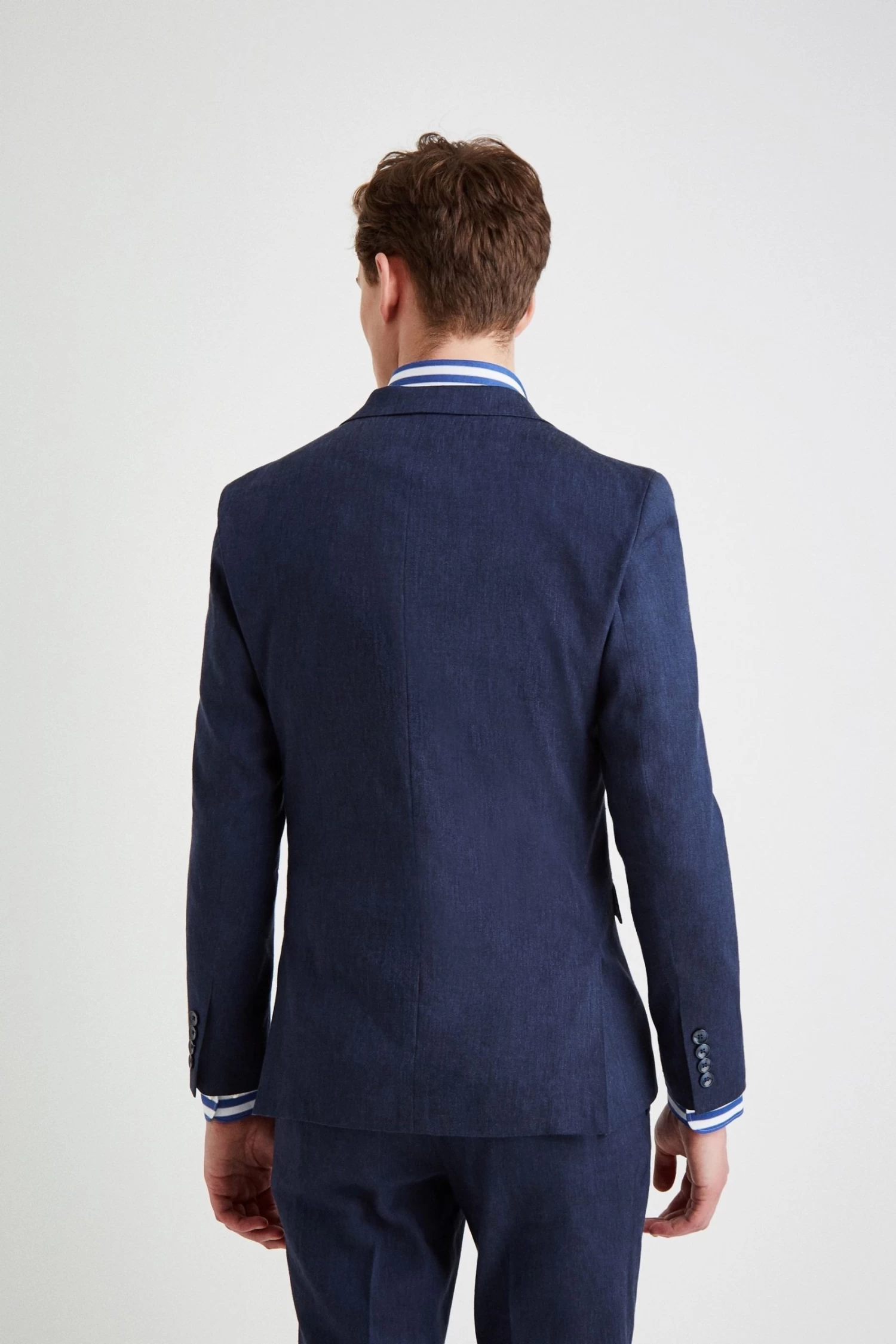 MOSS Blue Slim Fit Linen Suit: Jacket 4 MOSS Blue Slim Fit Linen Suit: Jacket - Image 2