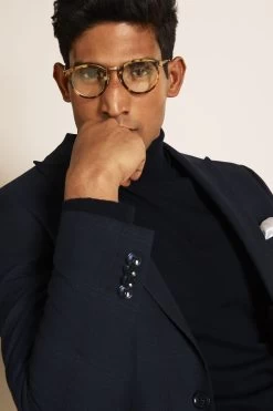 MOSS Blue Slim Fit Check Jacket -Fashion Men Shop U31 949s4