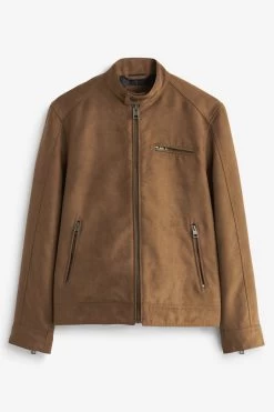 Next Tan Brown Faux Suede Biker Jacket -Fashion Men Shop U41 259s3