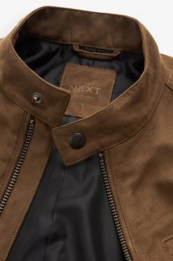 Next Tan Brown Faux Suede Biker Jacket -Fashion Men Shop U41 259s5