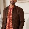 Next Chocolate Brown Faux Suede Bomber Jacket -Fashion Men Shop U41 267s