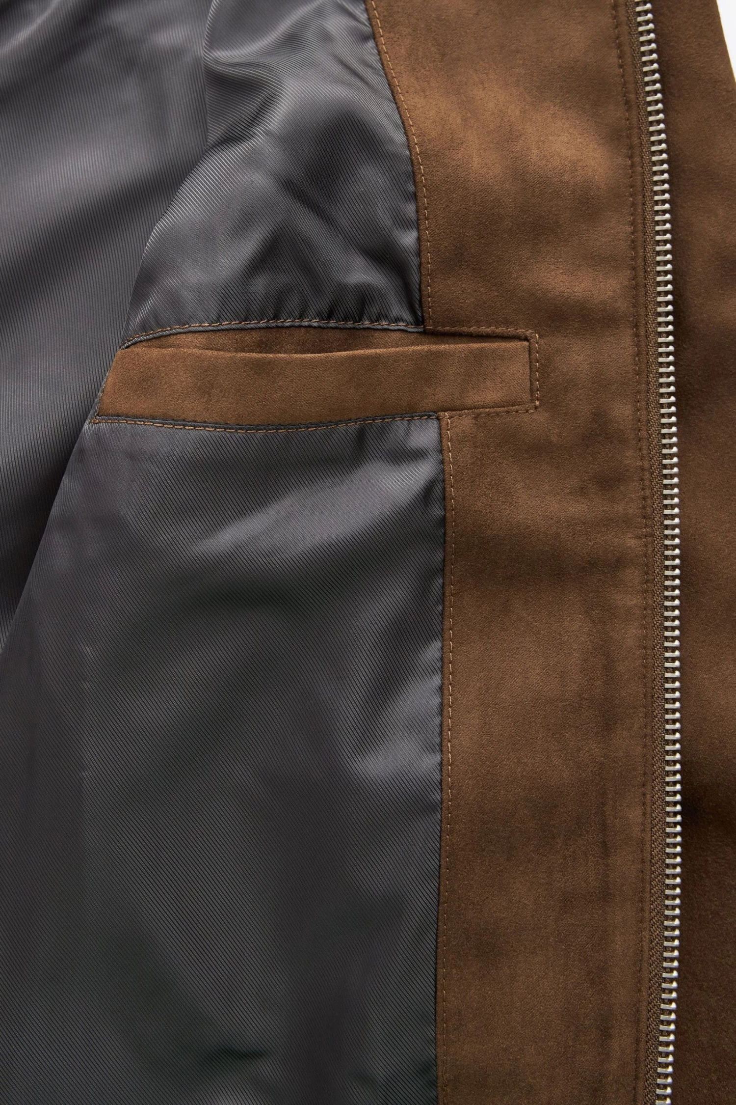 Next Chocolate Brown Faux Suede Bomber Jacket 9 Next Chocolate Brown Faux Suede Bomber Jacket - Image 7