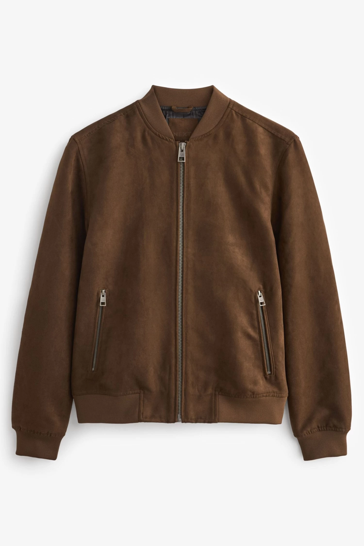 Next Chocolate Brown Faux Suede Bomber Jacket 4 Next Chocolate Brown Faux Suede Bomber Jacket - Image 2
