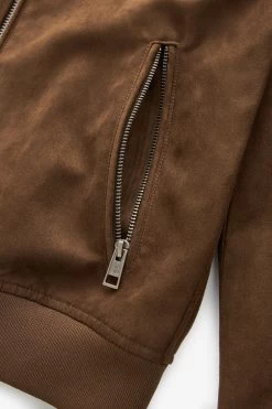 Next Chocolate Brown Faux Suede Bomber Jacket 14 Next Chocolate Brown Faux Suede Bomber Jacket -Fashion Men Shop U41267s9