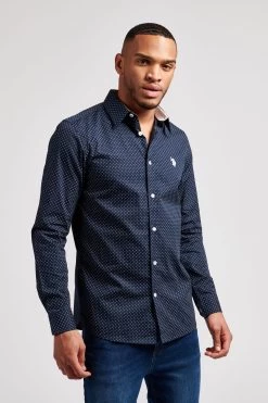 U.S. Polo Assn. Blue Formal Micro Print Shirt