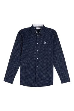 U.S. Polo Assn. Blue Formal Micro Print Shirt -Fashion Men Shop U44768s4