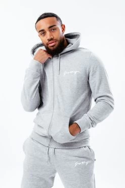 Hype Grey Marl Scribble Zip Hoodie