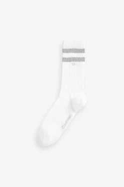 Calvin Klein Mens White Striped Socks 2 Pack -Fashion Men Shop U48810s3