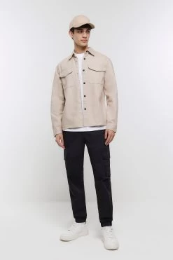 River Island Stone Double Pocket Shacket -Fashion Men Shop U58449s3
