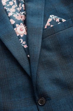 Next Blue Slim Fit Check Suit: Jacket -Fashion Men Shop U59 722s4
