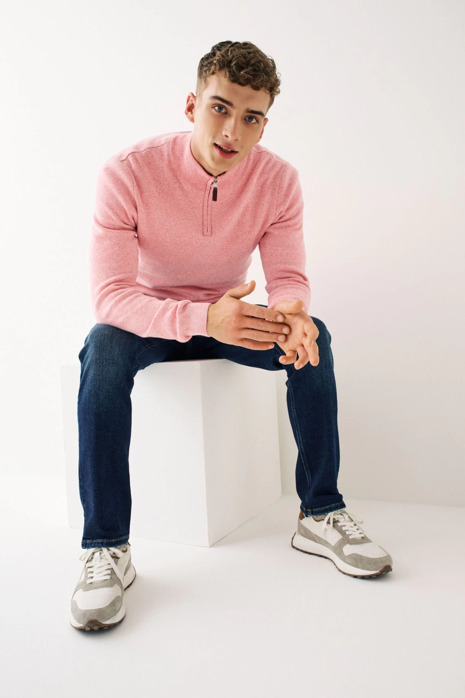 Next Cotton Premium Zip Neck Jumper 5 Next Cotton Premium Zip Neck Jumper - Image 3