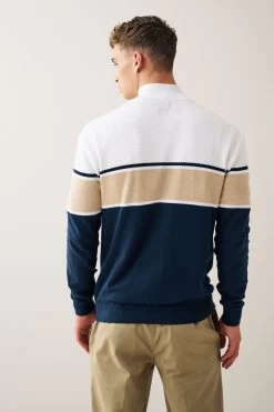 Next Navy/Grey Colourblock Zip Neck Jumper 10 Next Navy/Grey Colourblock Zip Neck Jumper -Fashion Men Shop U65 953s3
